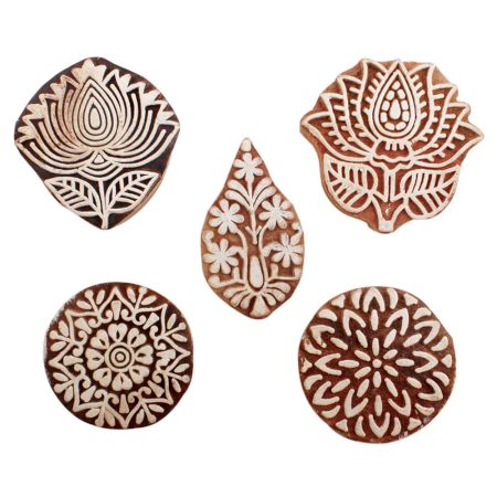Set of 5 Piece New Mix Wooden Printing Blocks